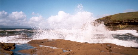 A nice shot of a wave breaking over the rocks in Bundoran